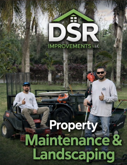 Danny and the DSR Improvements crew with their landscaping equipment in South Florida